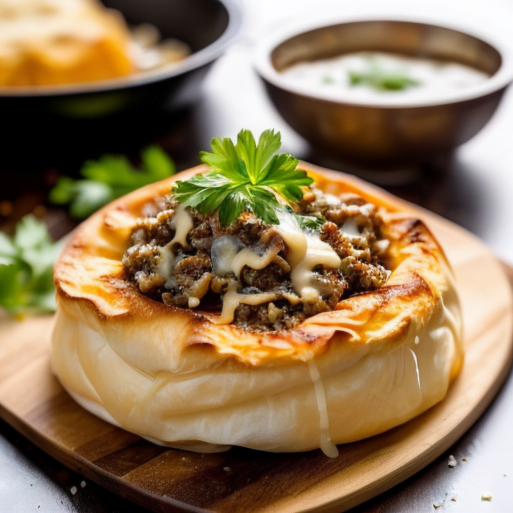 булочки с пряной говядиной и грибами