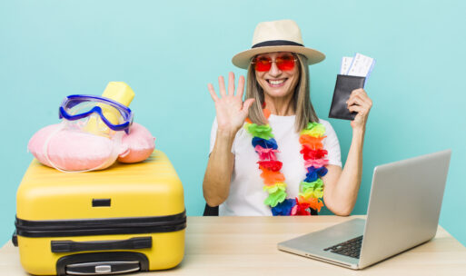 senior gray hair woman smiling happily, waving hand, welcoming and greeting you. tourist and travel concept
Отпускной гороскоп